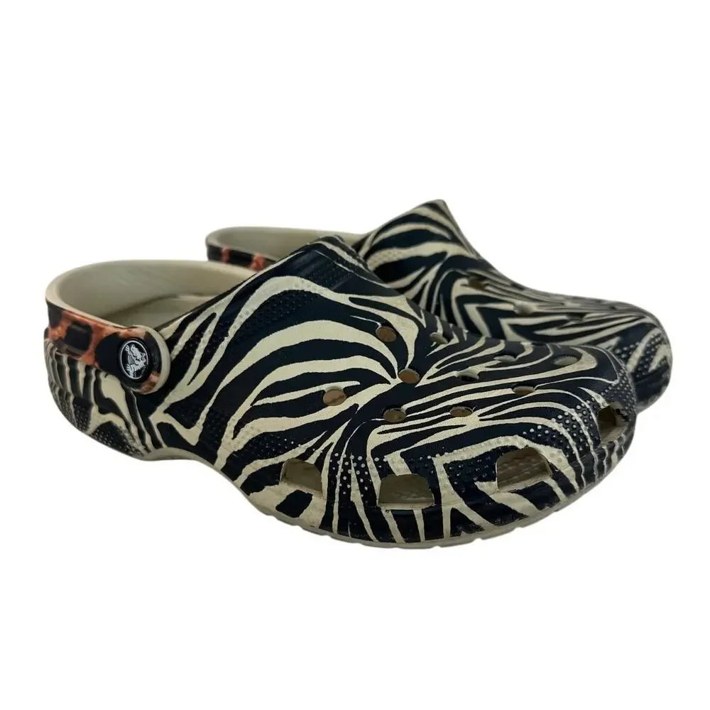 Crocs classic animal remix clog zebra leopard Mens 4 Women 6 Preowned
